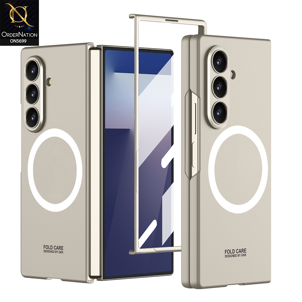 Samsung Galaxy Z Fold 7 Cover - Golden - New Premium Quality Pc Shell Case With Magsafe Designed By GKK