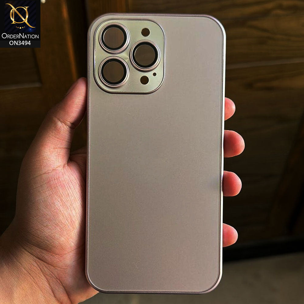 iPhone 15 Pro Max Cover - Gray - AG Frosted Glass Soft Silicone Border Case With Camera Protection