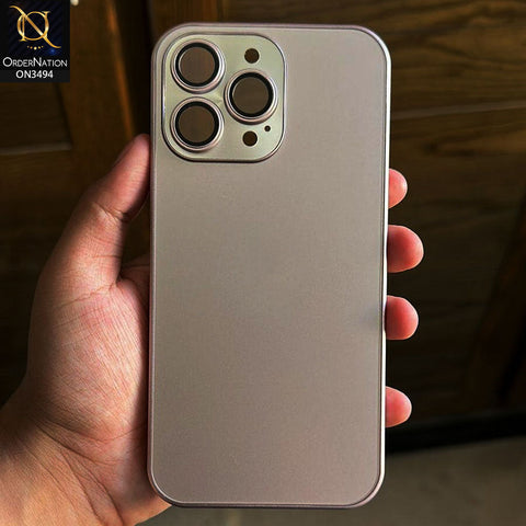 iPhone 15 Pro Max Cover - Gray - AG Frosted Glass Soft Silicone Border Case With Camera Protection