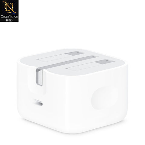 25W USB Type-C to C Power Adapter UK Folding Pins - White