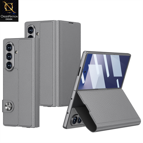 Samsung Galaxy Z Fold 7 Cover - Gray - New Premium Quality Slim Flip Case With Card Holding Options Designed By GKK