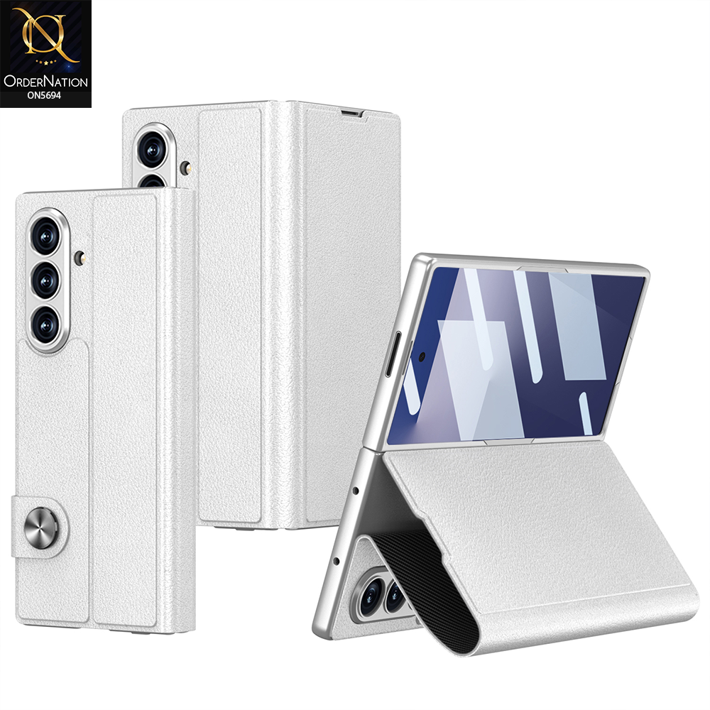 Samsung Galaxy Z Fold 7 Cover - White - New Premium Quality Slim Flip Case With Card Holding Options Designed By GKK