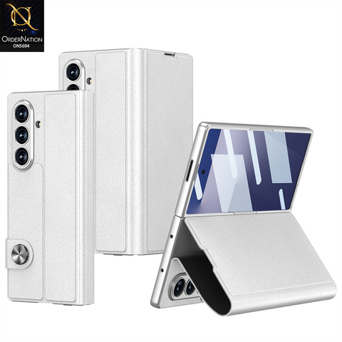 Samsung Galaxy Z Fold 7 Cover - White - New Premium Quality Slim Flip Case With Card Holding Options Designed By GKK