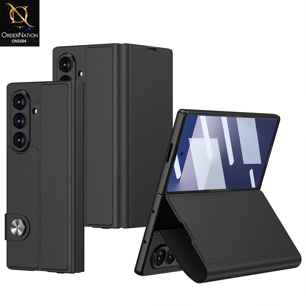 Samsung Galaxy Z Fold 7 Cover - Black - New Premium Quality Slim Flip Case With Card Holding Options Designed By GKK