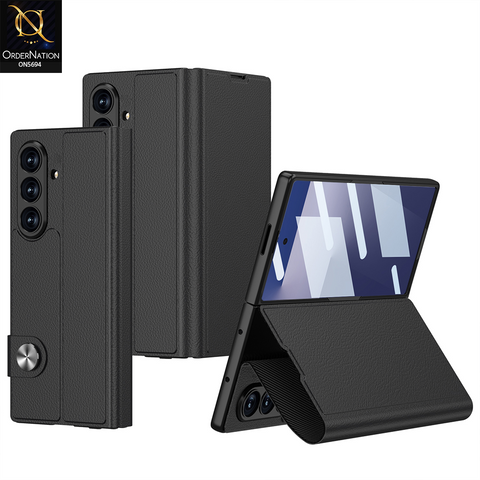 Samsung Galaxy Z Fold 7 Cover - Black - New Premium Quality Slim Flip Case With Card Holding Options Designed By GKK