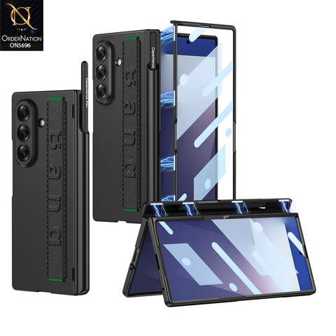 Samsung Galaxy Z Fold 7 Cover - Black - New Premium Quality Slim Flip Case With Strap For Holding Options Designed By GKK