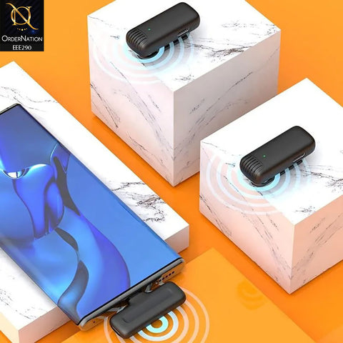 J13 Type-C Portable ANC Dual Wireless Lavalier Microphone With Charging Case - Black