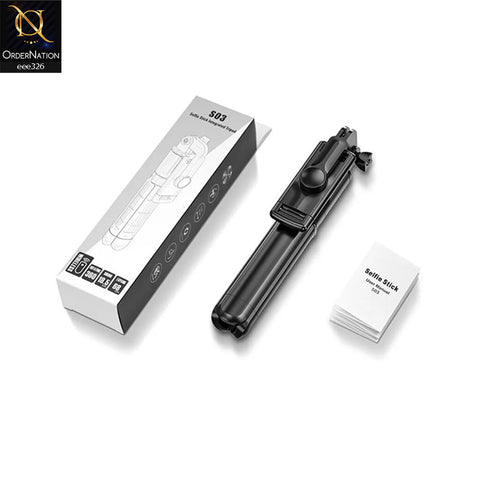 S03 Selfie Stick Tripod Handheld Foldable Tripod Bluetooth Remote Control Selfie Stick - Black