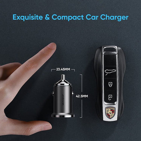 JOYROOM C-A35 45W Mini Dual-port PD+QC 3.0 Ring-Pull Fast Car Charger - Black