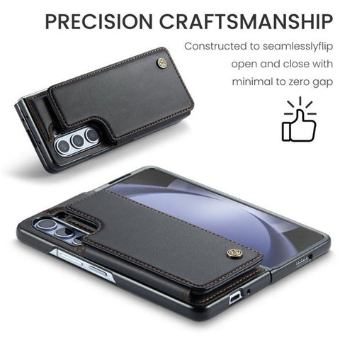 Samsung Galaxy Z Fold 5 5G Cover - Black - CaseMe Premium Leather RFID Blocking Card Holder Case