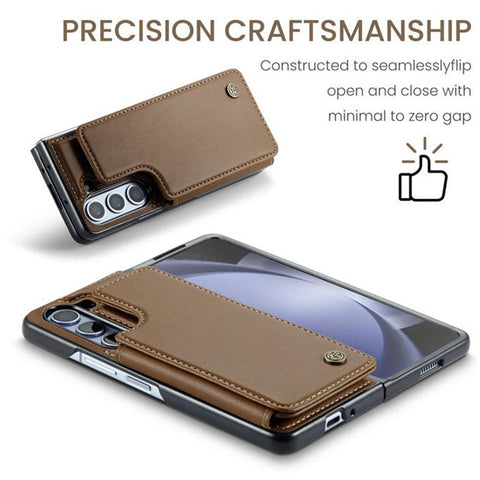 Samsung Galaxy Z Fold 4 5G Cover - Brown - CaseMe Premium Leather RFID Blocking Card Holder Case