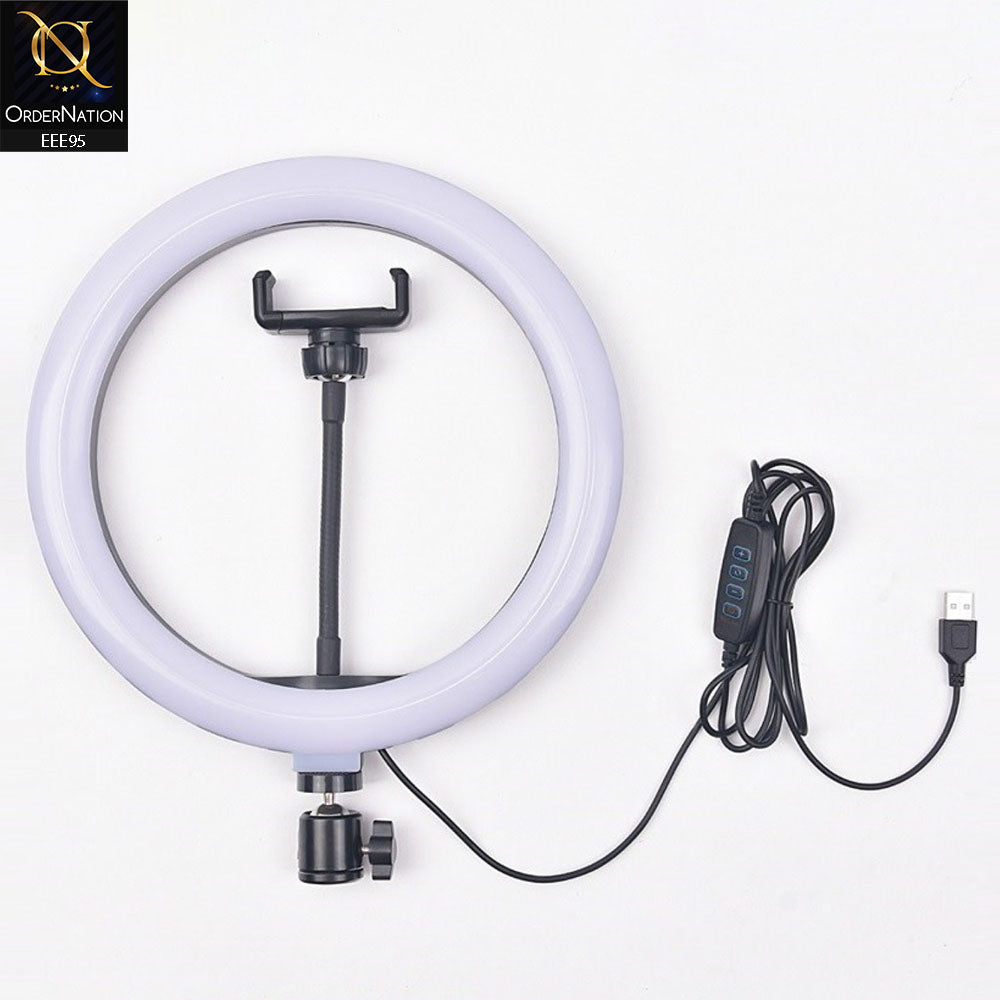 26 CM Camera LED Ring Fill Light 10 Inch DX-260 With Phone Holder - Black