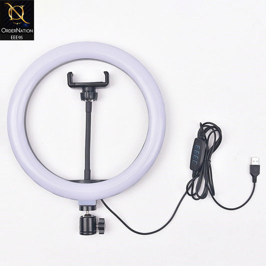 26 CM Camera LED Ring Fill Light 10 Inch DX-260 With Phone Holder - Black