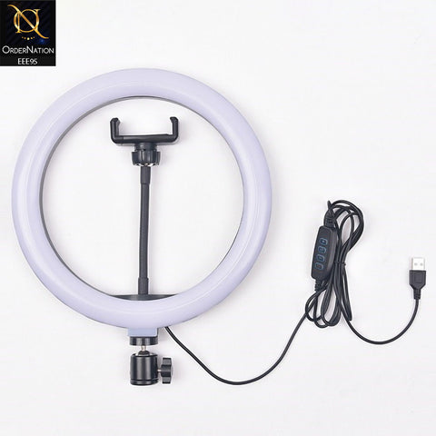 26 CM Camera LED Ring Fill Light 10 Inch DX-260 With Phone Holder - Black
