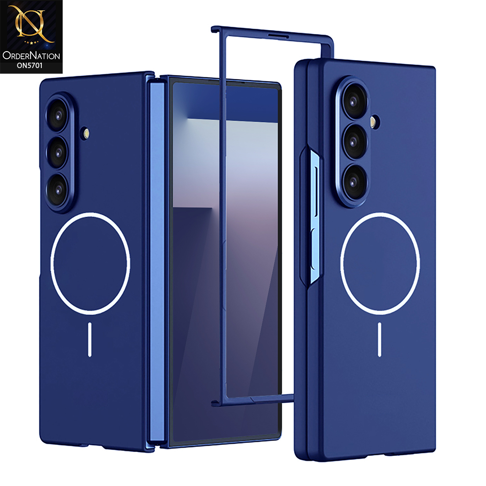 Samsung Galaxy Z Fold 7 Cover - Blue - New Premium Quality Pc Shell Case With Sepaarte Tempered Film Designed By GKK