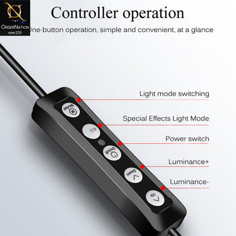 MJ36 RGB LED Soft Ring Light 36CM With Phone Holder USB Plug - Black