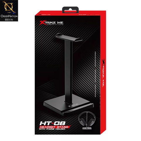 Xtrike Me HT-08 Headset Stand with Mobile Phone Holder (Headphones not included) - Black