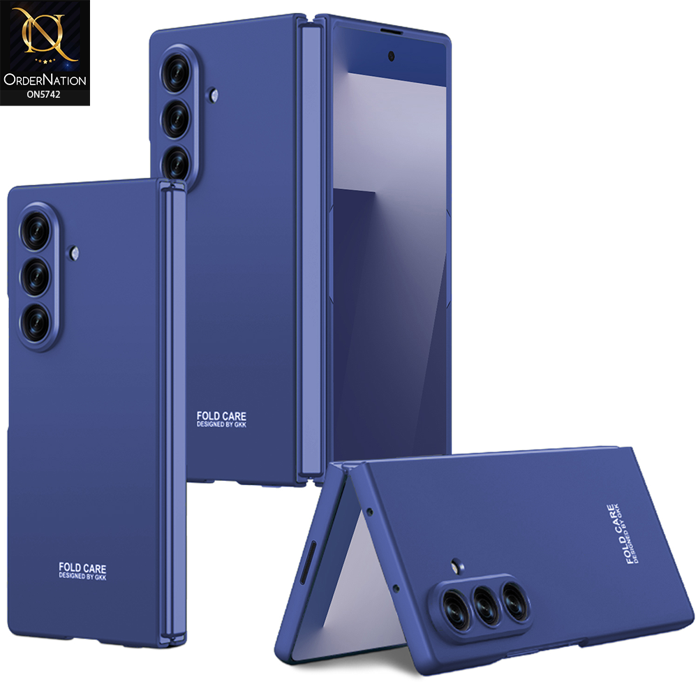 Samsung Galaxy Z Fold 7 Cover - Blue - New Premium Quality Pc Shell Case With Sepaarte Tempered Film Designed By GKK
