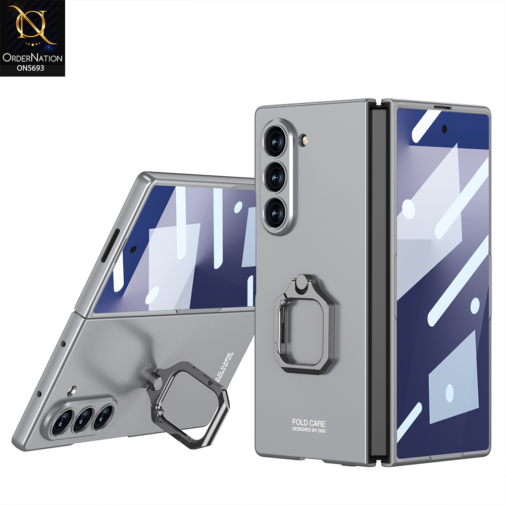 Samsung Galaxy Z Fold 7 Cover - Gray - New Premium Quality Pc Shell Case With Ring Designed By GKK