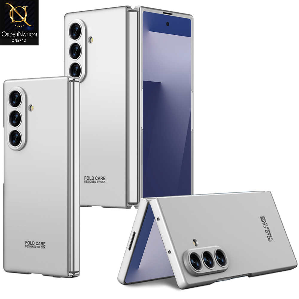 Samsung Galaxy Z Fold 7 Cover - Silver - New Premium Quality Pc Shell Case With Sepaarte Tempered Film Designed By GKK