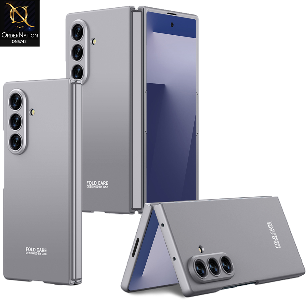 Samsung Galaxy Z Fold 7 Cover - Gray - New Premium Quality Pc Shell Case With Sepaarte Tempered Film Designed By GKK