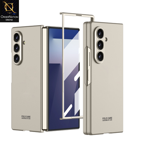 Samsung Galaxy Z Fold 7 Cover - Golden - New Premium Quality Pc Shell Case With Sepaarte Tempered Film Designed By GKK