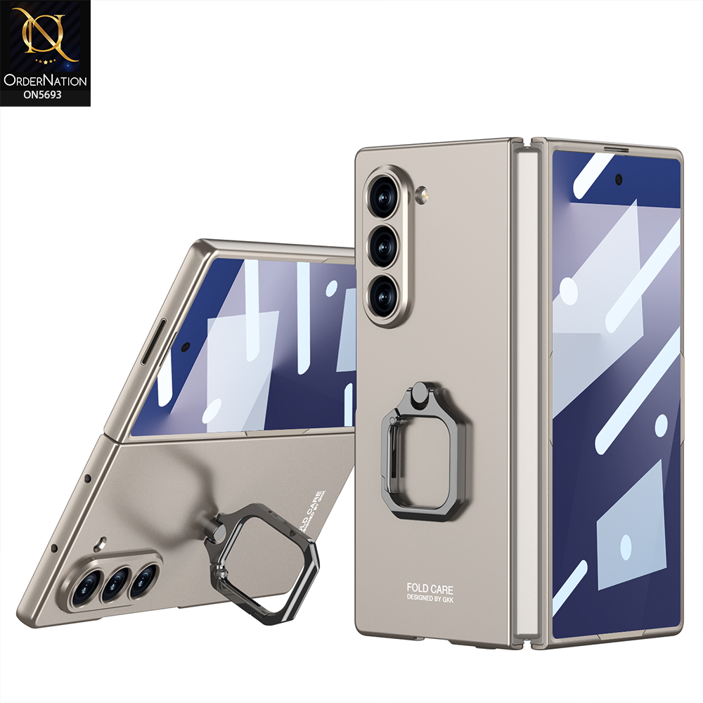 Samsung Galaxy Z Fold 7 Cover - Golden - New Premium Quality Pc Shell Case With Ring Designed By GKK