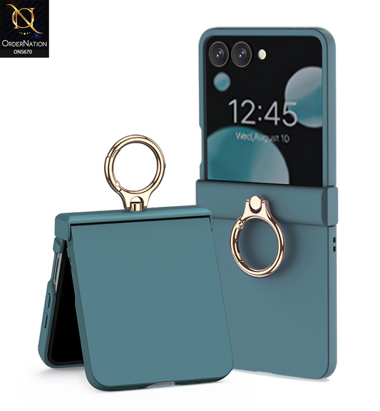Samsung Galaxy Z Flip 7 Cover - Green - New Premium  Ultra Thin Pc Hinge Box With Ring And Front Protection Designed By GKK