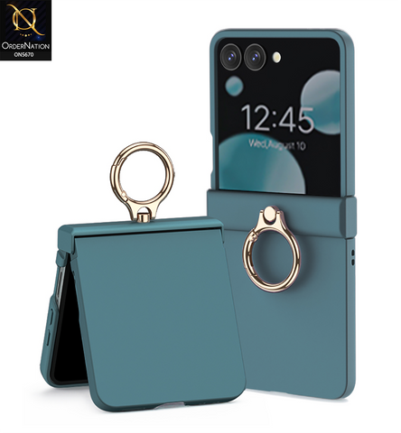 Samsung Galaxy Z Flip 7 Cover - Green - New Premium  Ultra Thin Pc Hinge Box With Ring And Front Protection Designed By GKK