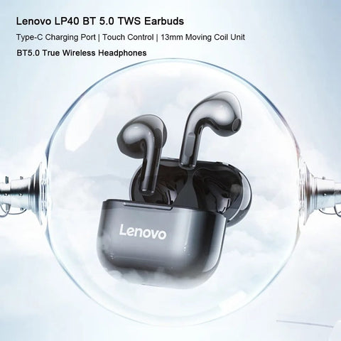LP40 Pro TWS Earphones BT 5.1 Noise Reduction Touch Control 250mAh - Black