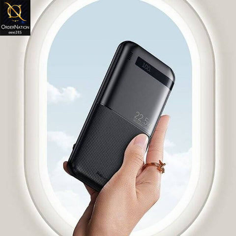 REMAX RPP-71 20W+22.5W Fast Charging Portable Power Bank 10000mAh New ABS Double USB Output Interface Solar LED Mobile Outdoors - Black