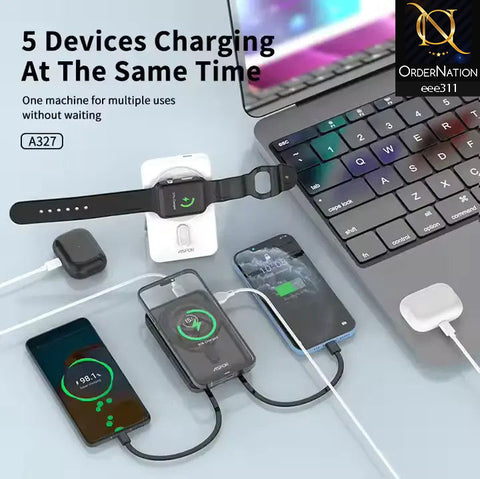 Aspor A327 10000mAh 22.5W Wireless Magnetic Power Bank - White