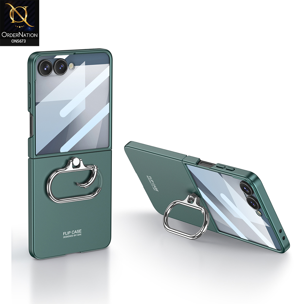 Samsung Galaxy Z Flip 7 Cover - Green - New Premium Quality Pc Shell Case With Kick Stand And Holding Options Designed By GKK