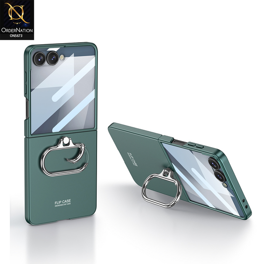 Samsung Galaxy Z Flip 7 Cover - Green - New Premium Quality Pc Shell Case With Kick Stand And Holding Options Designed By GKK