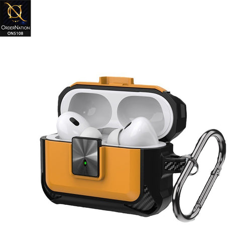 Apple Airpods 1 / 2 Cover - Yellow - New Hybrid Style Protective Case With Catch Lock Compatible with Apple Airpods 1 / 2