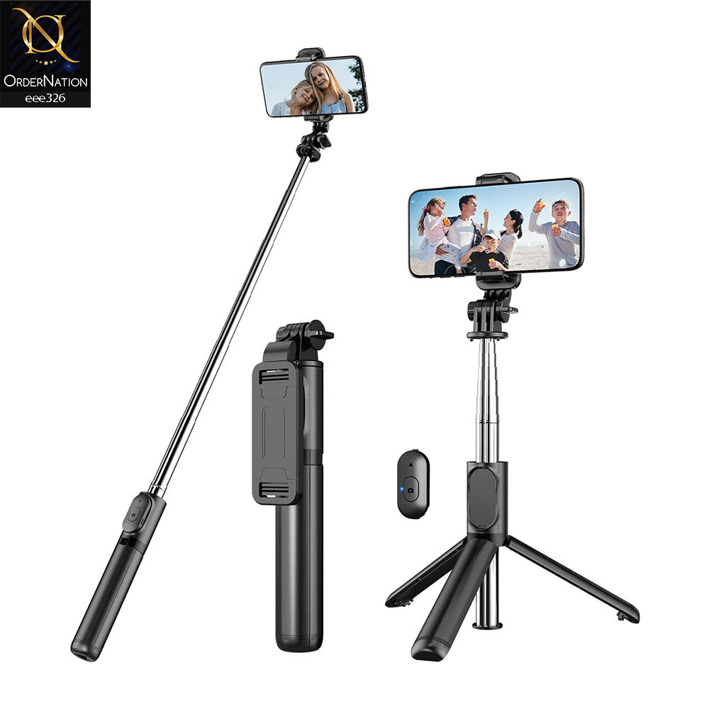 S03 Selfie Stick Tripod Handheld Foldable Tripod Bluetooth Remote Control Selfie Stick - Black