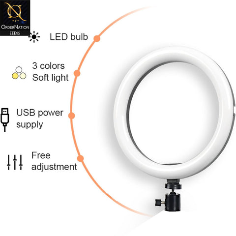 26 CM Camera LED Ring Fill Light 10 Inch DX-260 With Phone Holder - Black