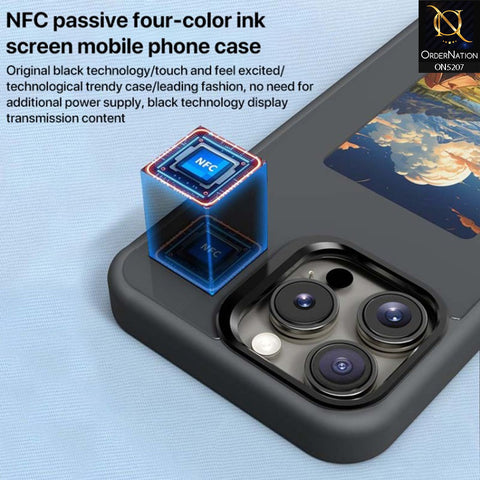 iPhone 14 Pro Max Cover - Black - New Tecnology Four-Color E-ink Screen NFC DIY Phone Case