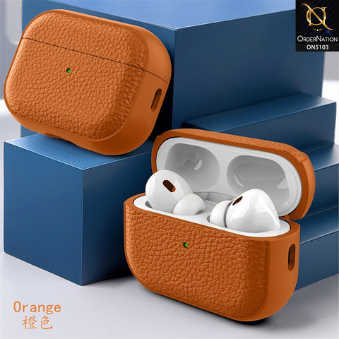 Apple Airpods 3rd Gen 2021 Cover - Orange - New Style Premium Leather Texture ShockProof Protective Case Compatible with Airpods 3rd Gen 2021