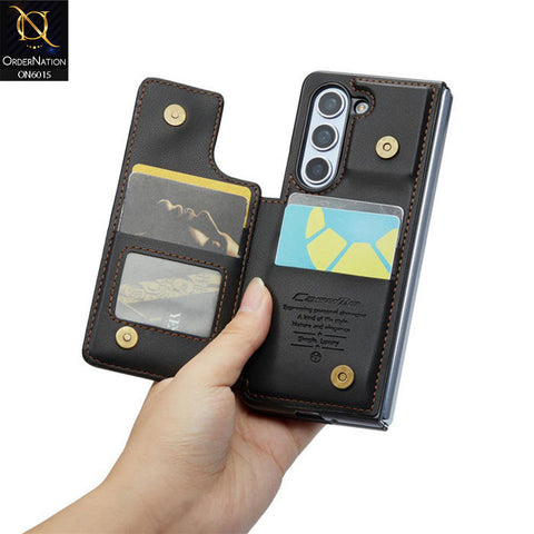 Samsung Galaxy Z Fold 3 5G Cover - Black - CaseMe Premium Leather RFID Blocking Card Holder Case