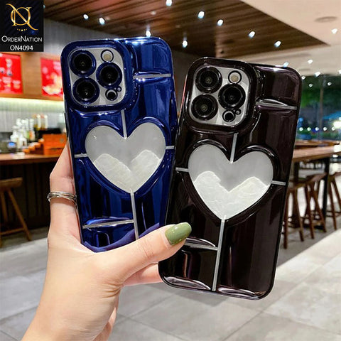 iPhone 15 Pro Max - Silver -  Electroplating 3D Hollow Love Heart Soft Case