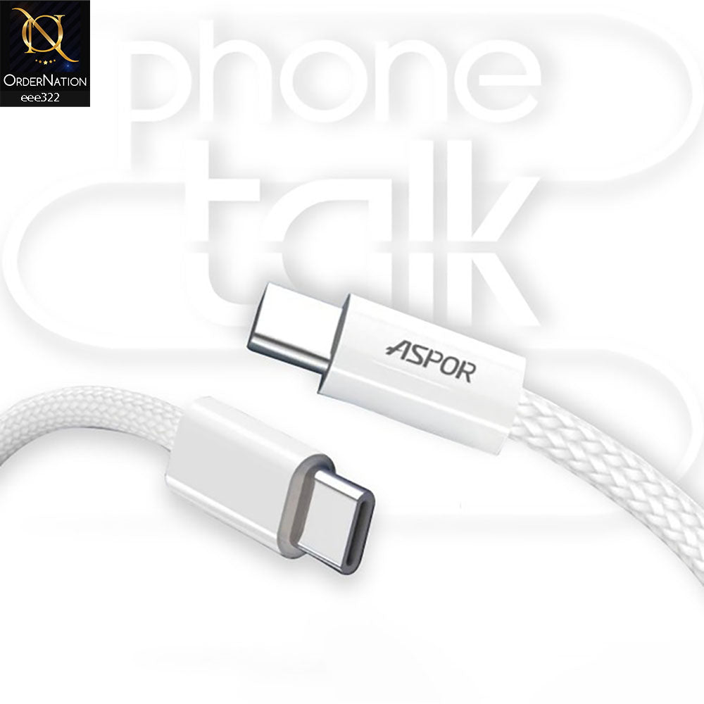 Aspor A012 100W USB-C to USB-C Cable - White