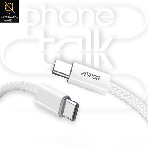 Aspor A012 100W USB-C to USB-C Cable - White