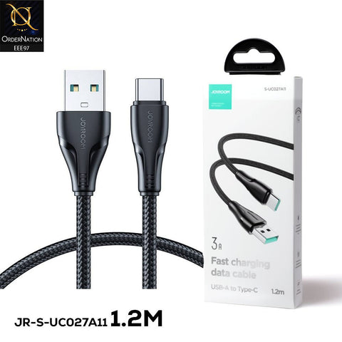 Joyroom S-UC027A11 Surpass Series 3A USB-A to Type-C Fast Charging 1.2M Data Cable - Black