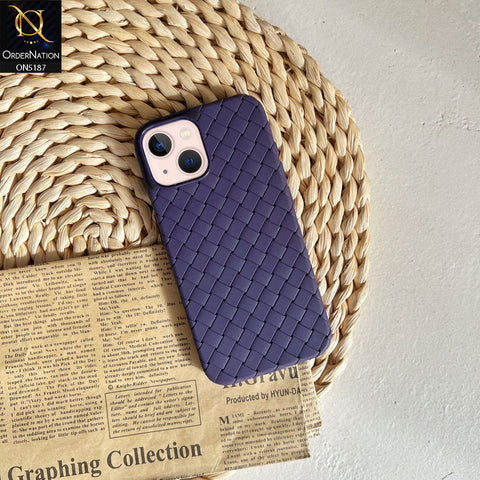 iPhone 13 Cover - Deep Purple - New Woven Design Leather Feel Soft TPU Case