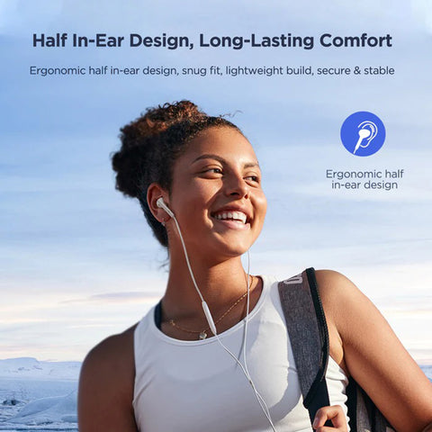 Joyroom JR-EC05 TYPE-C Series Half-In-Ear Wired Earphones – White
