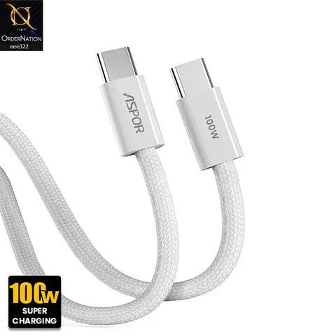 Aspor A012 100W USB-C to USB-C Cable - White