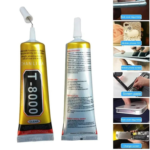 100% Original Zhanlida T8000 T-8000 Fast Rubber Glue For Phone Tablet Screen Digitizer Back Glass (Transparent Glue) - 110ml