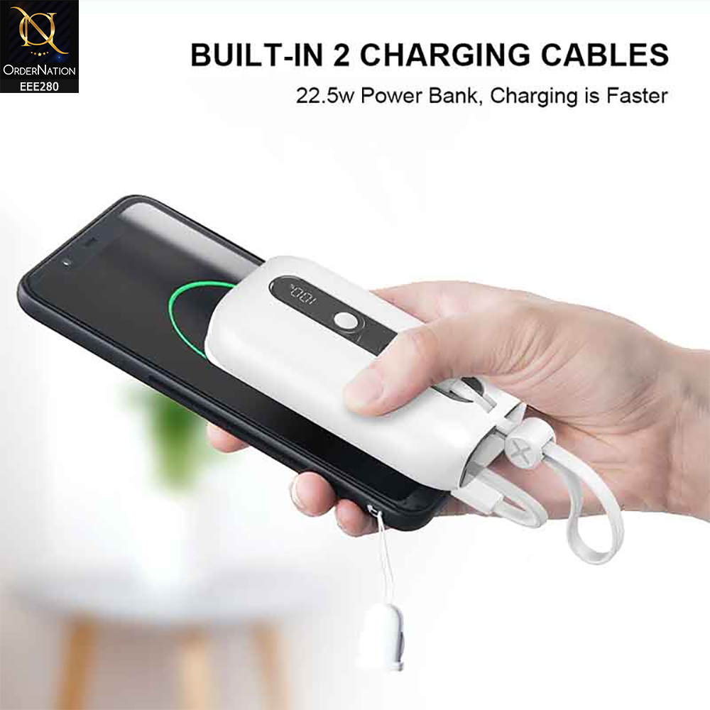 LITO POWER BANK (22.5W) Super Fast Charging 10000mah Power Bank - White