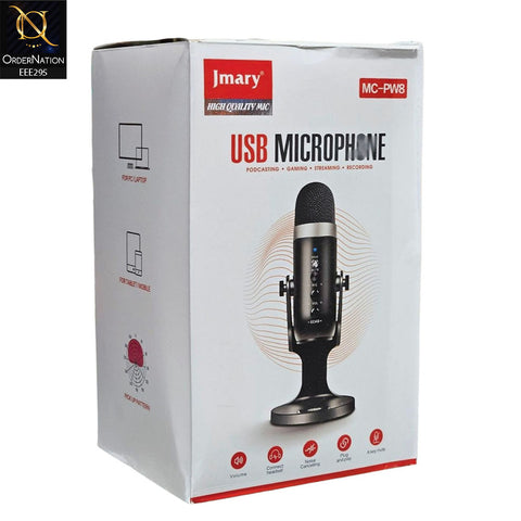 Jmary MC-PW8 Professional Usb Microphone For Podcasting, Gaming, Streaming, Recordings With Noise Reduction - Black